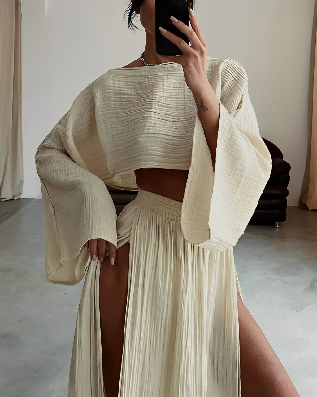 Sara | Chic linnen tweedelige set