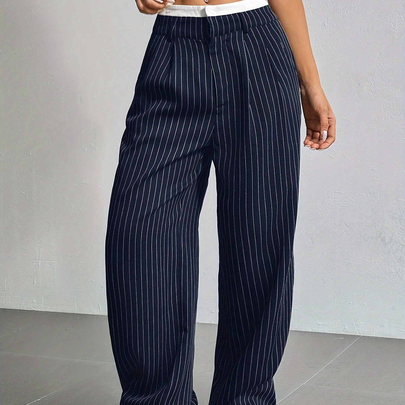 Gestreepte Blazer Broek met wijde pijpen en hoge taille