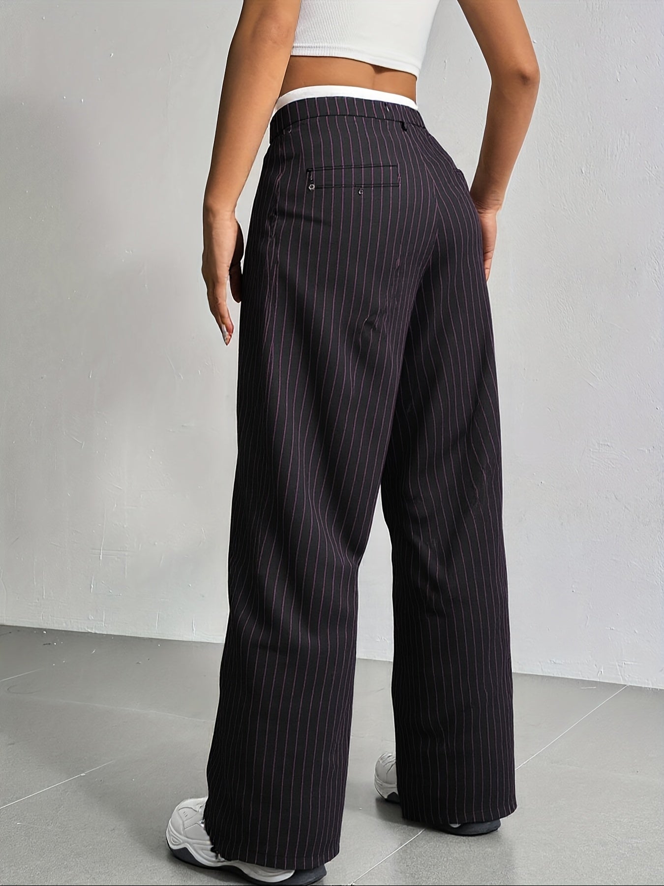 Gestreepte Blazer Broek met wijde pijpen en hoge taille
