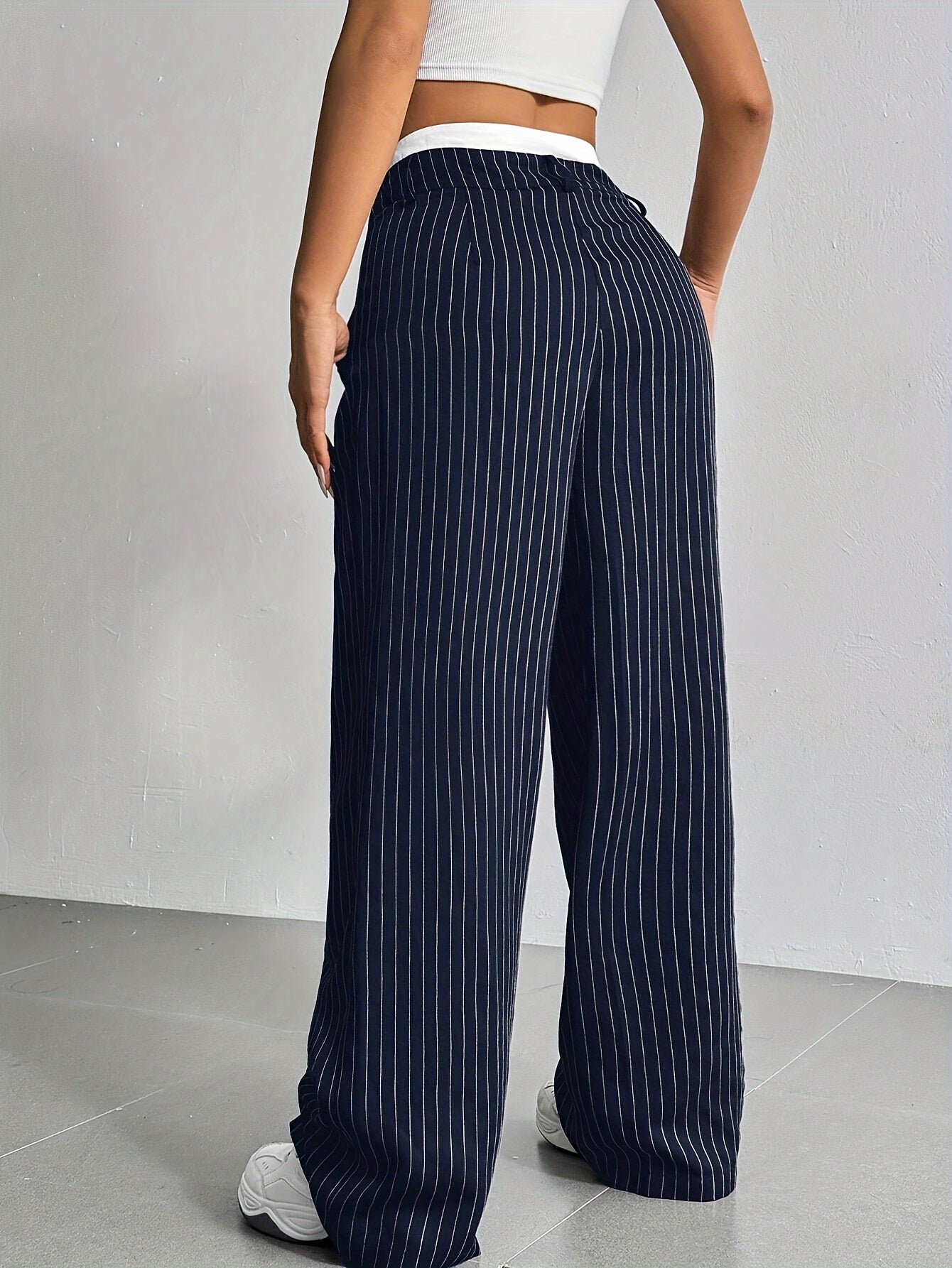 Gestreepte Blazer Broek met wijde pijpen en hoge taille
