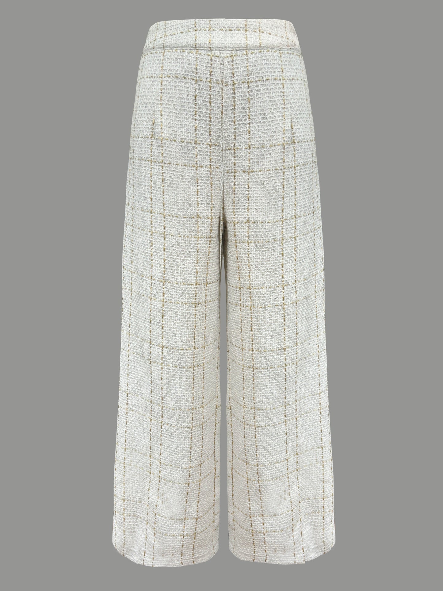 Modieuze geruite gebreide straight leg broek