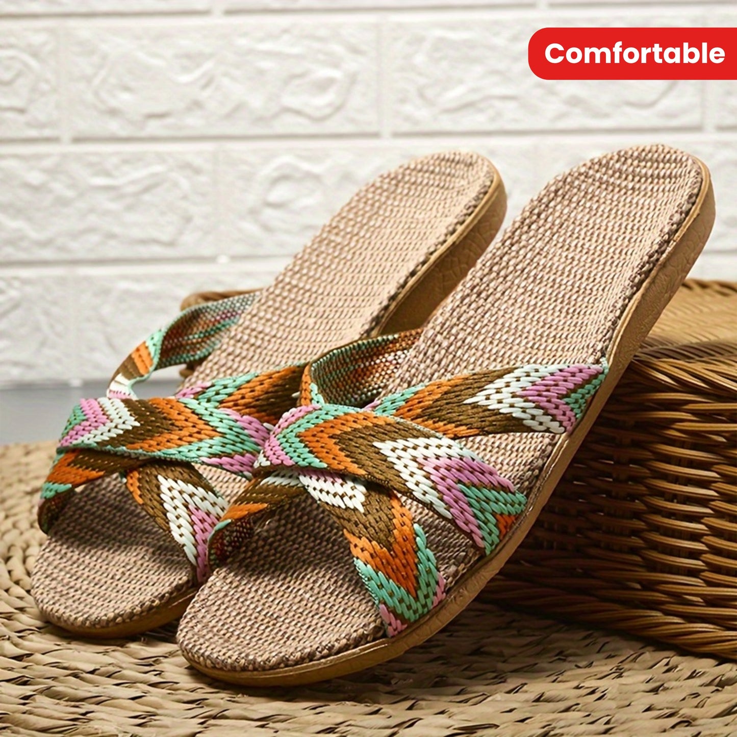 Gestreepte Linnen Slippers, perfect voor de zomer