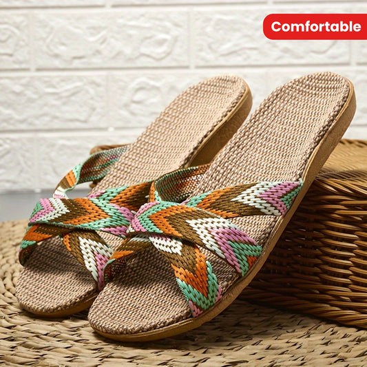 Gestreepte Linnen Slippers, perfect voor de zomer