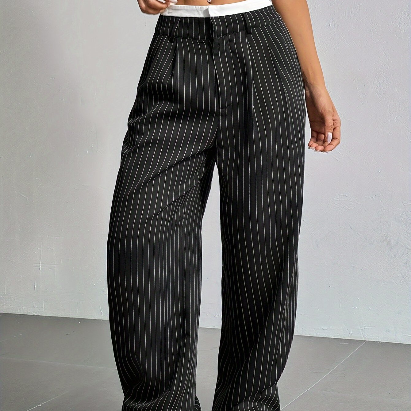 Gestreepte Blazer Broek met wijde pijpen en hoge taille