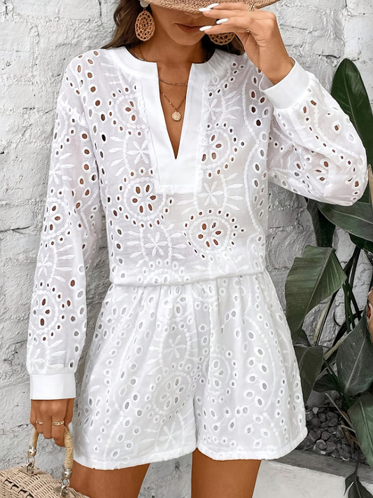 Stijlvolle set met broekje en blouse met lange mouwen