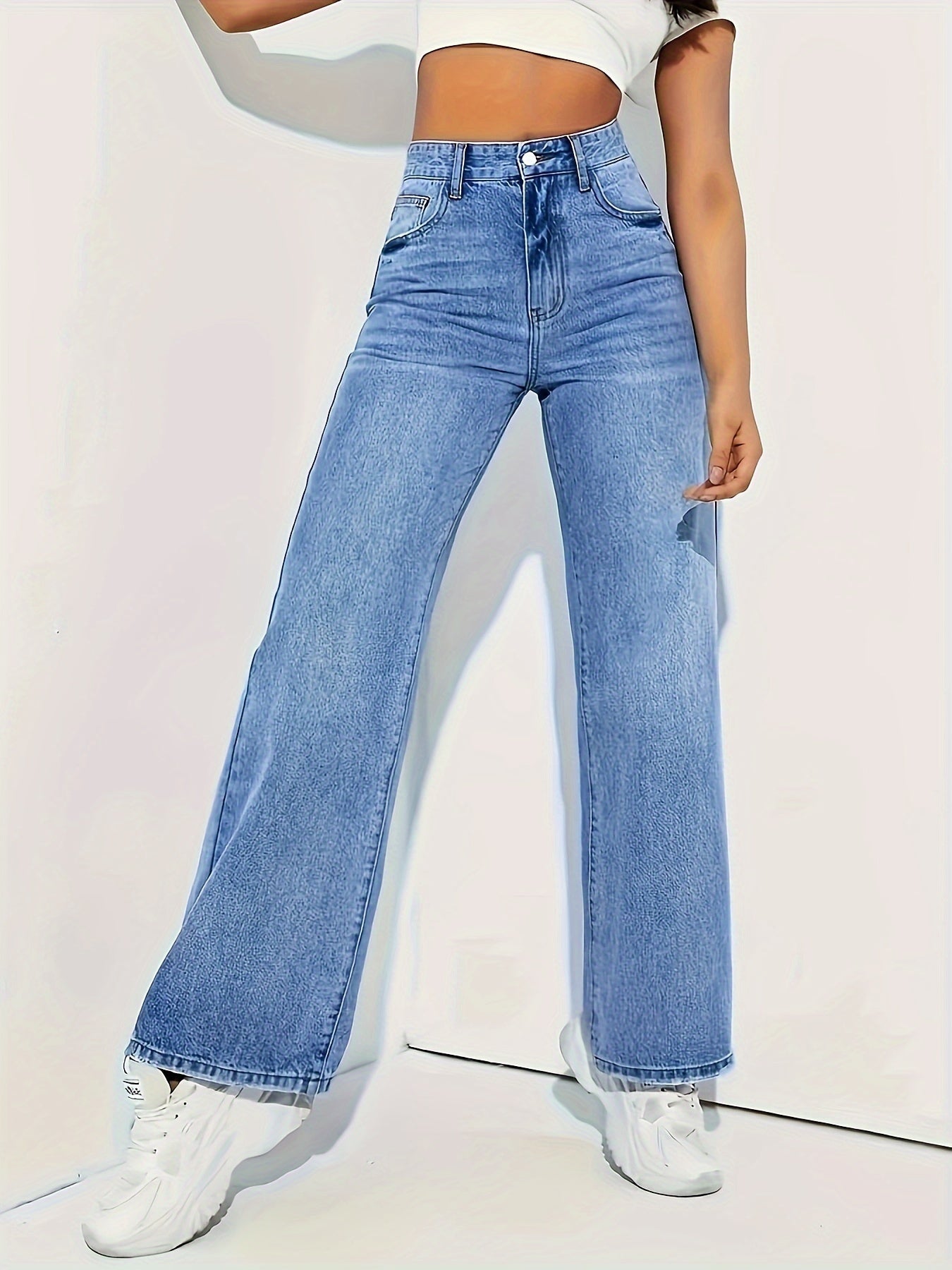 Lichtblauwe Stretch Straight Leg Jeans