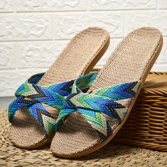 Gestreepte Linnen Slippers, perfect voor de zomer