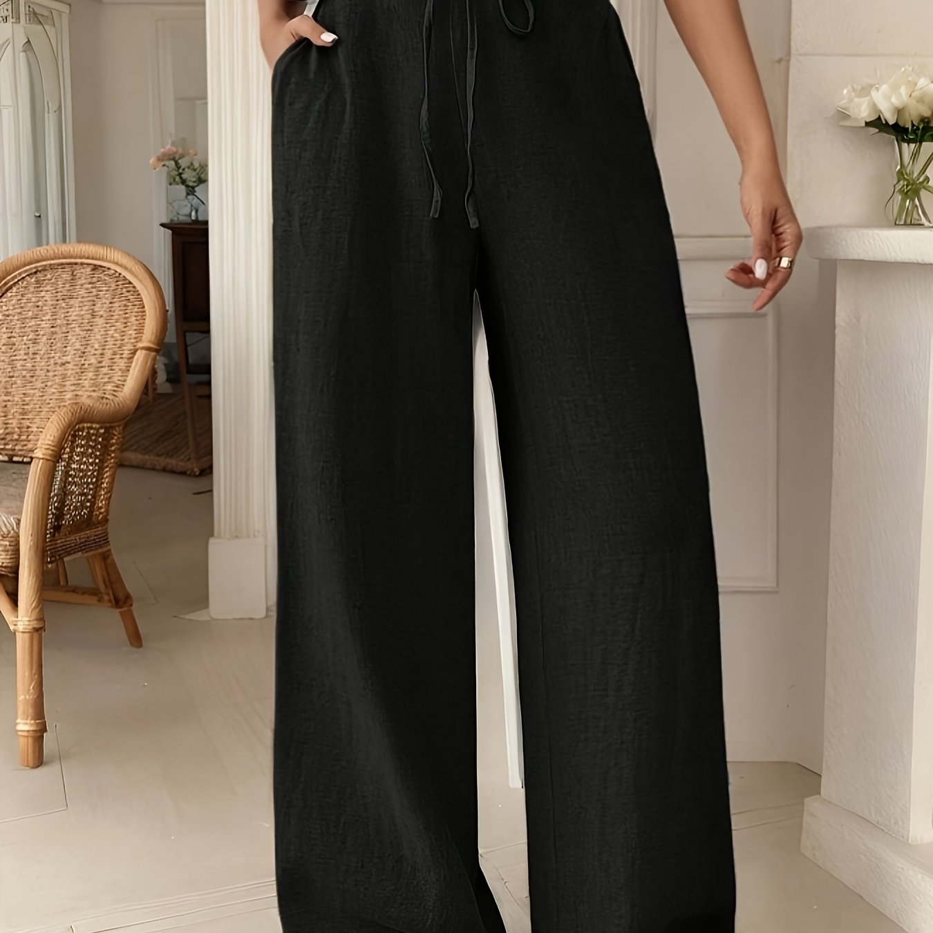 Rechte wijde broek in Franse stijl