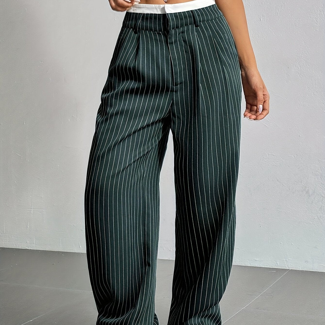 Gestreepte Blazer Broek met wijde pijpen en hoge taille