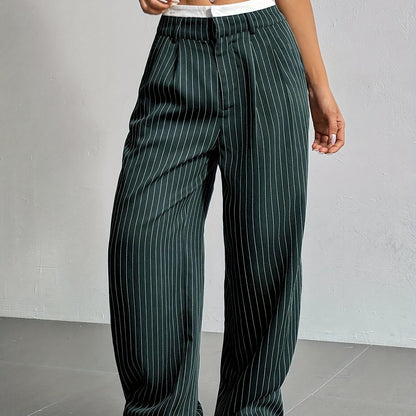 Gestreepte Blazer Broek met wijde pijpen en hoge taille