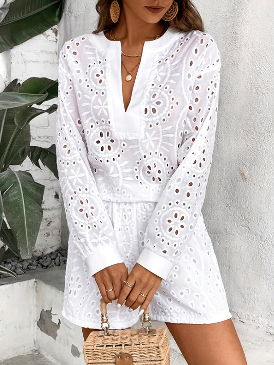 Stijlvolle set met broekje en blouse met lange mouwen