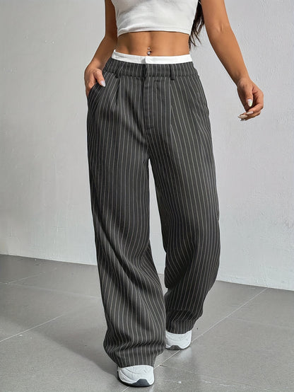 Gestreepte Blazer Broek met wijde pijpen en hoge taille