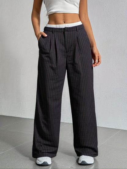 Gestreepte Blazer Broek met wijde pijpen en hoge taille