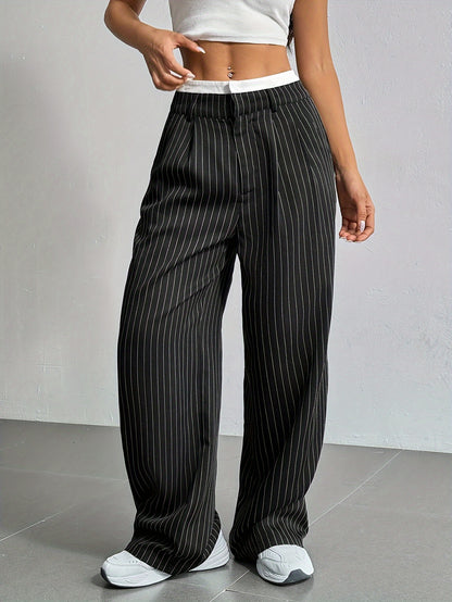Gestreepte Blazer Broek met wijde pijpen en hoge taille