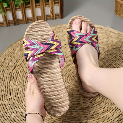 Gestreepte Linnen Slippers, perfect voor de zomer