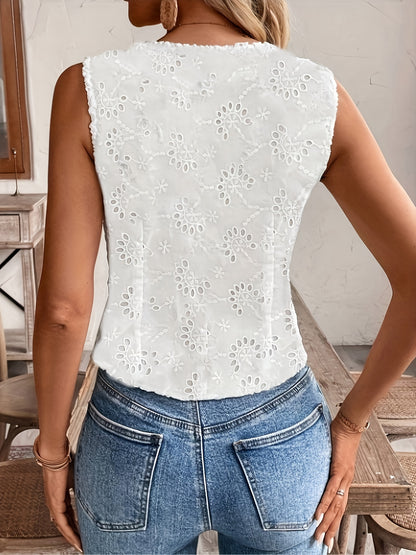 Frans-geïnspireerd mouwloos casual vest met V-hals