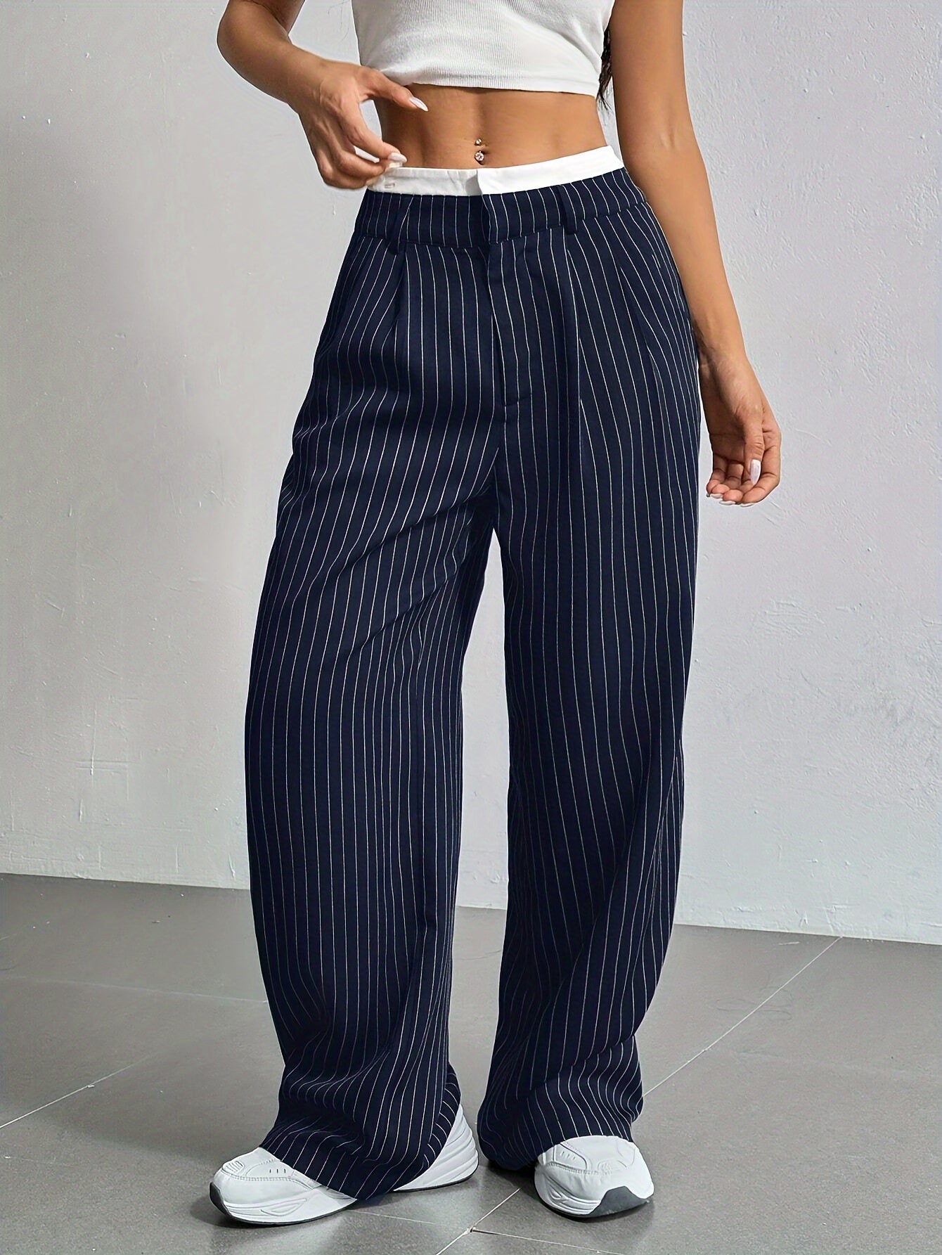 Gestreepte Blazer Broek met wijde pijpen en hoge taille